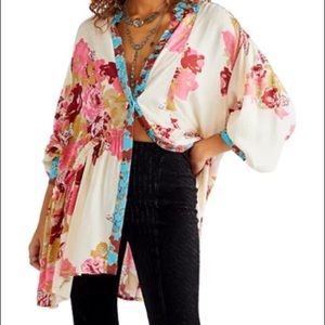 Free People Brunch A Bunch Boho Tunic Shirt in Light Combo NWT XL